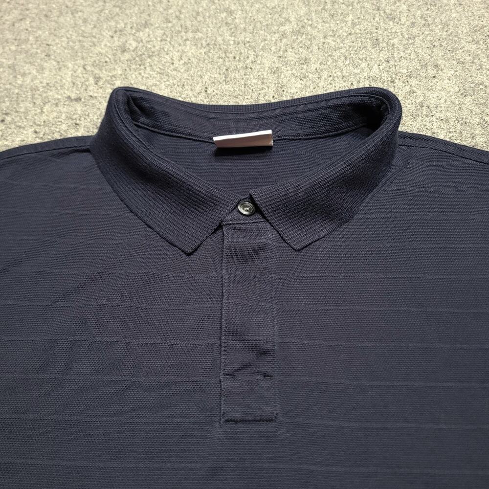 Charles Tyrwhitt Shirt Mens Extra Large Navy Striped Pique Golf Polo London